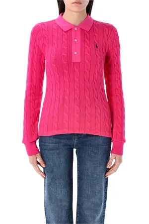 Ralph Lauren Femme, Pulls, Rose, Taille: 44 FR Pull en coton à maille torsadée