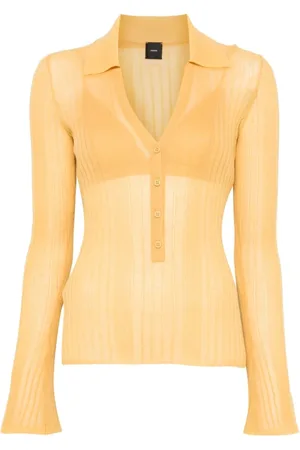 Pinko Femme, Tops, Jaune, Taille: 40 FR Polo Jaune avec Soutien-gorge intégré