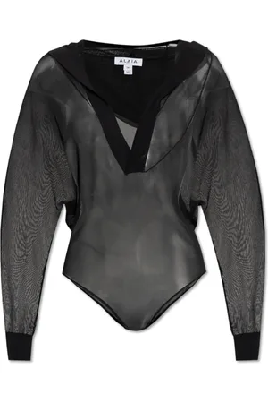 Alaïa Femme, Tops, Noir, Taille: 36 FR Combinaison transparente à capuche