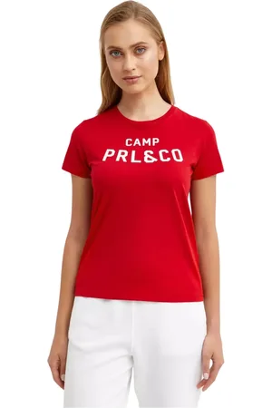 Ralph Lauren Femme, Tops, Rouge, Taille: 40 FR T-shirt en coton avec logo