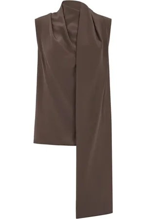 P.A.R.O.S.H. Femme, Blouses et Chemises, Brun, Taille: 40 FR Chemisier sans manches en soie marron avec écharpe