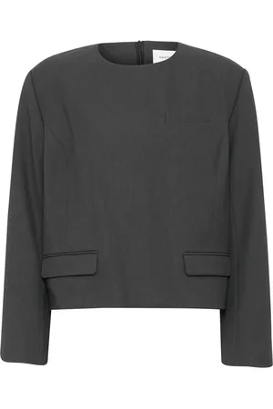 Gestuz Femme, Blouses et Chemises, Gris, Taille: 40 FR Blouse Gris Foncé à Manches Longues