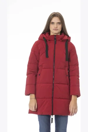 BALDININI Femme, Vestes, Rouge, Taille: 40 FR Longue doudoune à poches extérieures