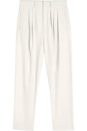 LEMAIRE Femme, Pantalons, Blanc, Taille: 38 FR Pantalon Blanc avec Ceinture et Poches
