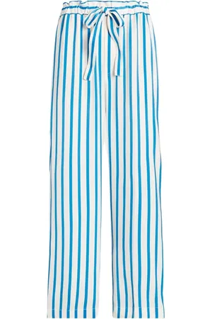 Ralph Lauren Femme, Pantalons, Bleu, Taille: 36 FR Pantalon Rayé en Soie