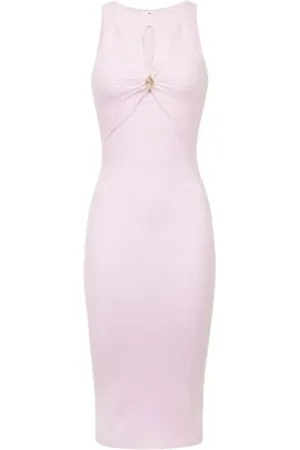 Elisabetta Franchi Femme, Robes, Rose, Taille: 38 FR Robe Midi en Quartz avec Détails Découpés