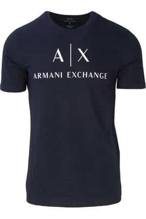 Armani Exchange Homme, Tops, Bleu, Taille: M T-shirt imprimé col rond