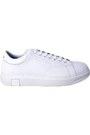 Armani Exchange Homme, Chaussures, Blanc, Taille: 41 1/2 EU Baskets en cuir blanc à lacets