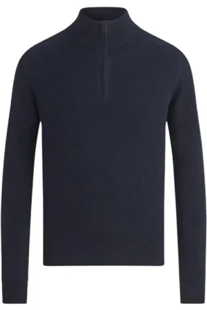 Belstaff Homme, Pulls, Bleu, Taille: L Pull Bleu à Quart de Zip