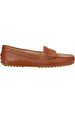 Ralph Lauren Femme, Chaussures, Brun, Taille: 37 EU Mocassins Barnsbury en cuir grainé