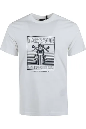 Barbour Homme, Tops, Blanc, Taille: M T-shirt Graphique en Coton Blanc Manches Courtes