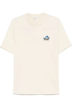 Autry Homme, Tops, Blanc, Taille: S T-shirt à Manches Courtes et Col Rond