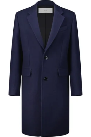 Ami Homme, Manteaux, Bleu, Taille: M Manteau en Pure Laine, Design Élégant