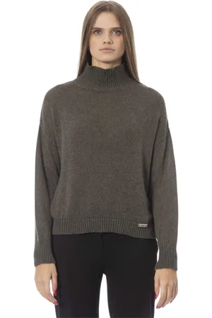 BALDININI Femme, Pulls, Vert, Taille: 40 FR Pull à Col Volcanique et Manches Longues