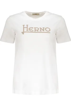 HERNO Femme, Tops, Blanc, Taille: 42 FR T-shirt en coton avec logo apparent