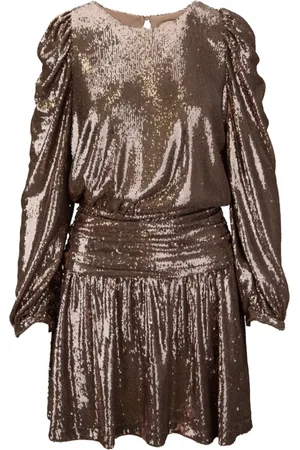 ANIYE BY Femme, Robes, Brun, Taille: 36 FR Robe dos sans dos à paillettes, manches longues