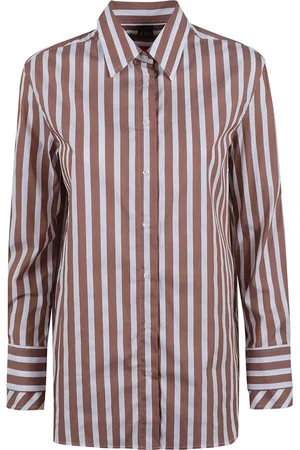 FAY Femme, Blouses et Chemises, Brun, Taille: 40 FR Chemise en coton rayée avec boutons en nacre