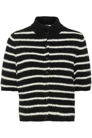 Gestuz Femme, Pulls, Noir, Taille: 40 FR Cardigan Court Rayé