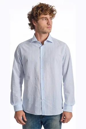 BALDININI Homme, Chemises, Bleu, Taille: L Chemise Rayée en Coton Coupe Slim
