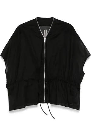 Rick Owens Femme, Vestes, Noir, Taille: ONE Size Veste Noire à Fermeture Éclair et Manches Courtes