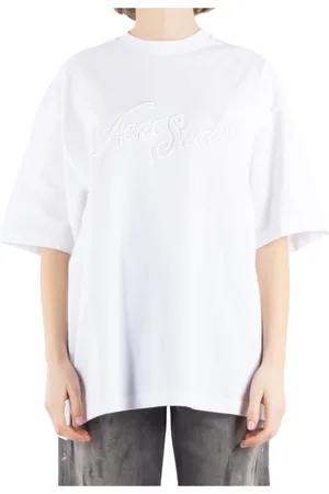 Acne Studios Femme, Tops, Blanc, Taille: 40 FR T-shirt en Coton Blanc Cl0327