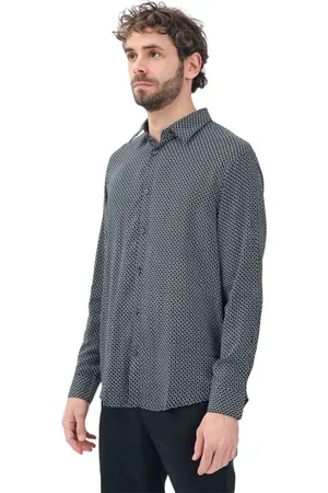 Armani Exchange Homme, Chemises, Bleu, Taille: L Chemise Bleue à Manches Longues Monogramme