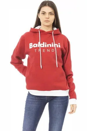 BALDININI Femme, Sweatshirts et sweats à capuche, Rouge, Taille: 44 FR Sweat à Capuche Rouge Chic en Coton avec Logo