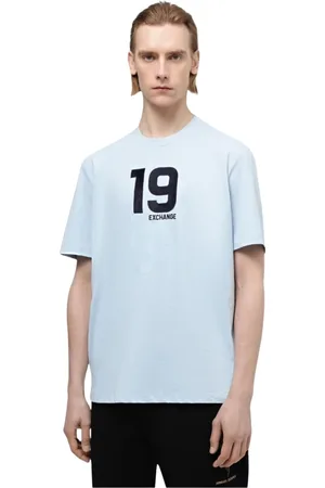 Armani Exchange Homme, Tops, Bleu, Taille: M T-shirt avec logo brodé