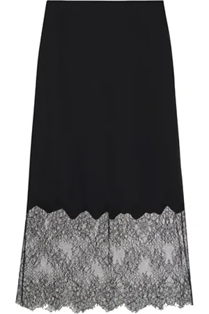 ANINE BING Femme, Jupes, Noir, Taille: 36 FR Jupe en Soie avec Bordure en Dentelle