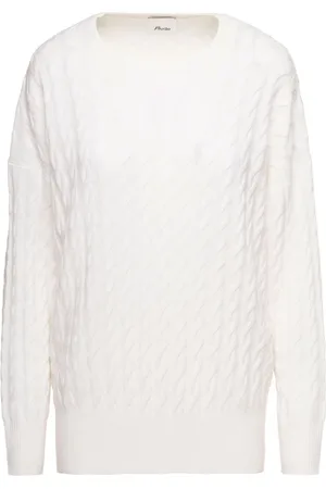 Allude Femme, Pulls, Blanc, Taille: 38 FR Pull en Cachemire Col Rond