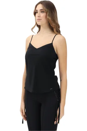 Armani Exchange Femme, Tops, Noir, Taille: 44 FR Haut Noir Minimaliste Style Élégant Décontracté