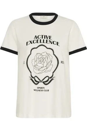 Kaffe Femme, Tops, Blanc, Taille: 38 FR Tee Élégant avec Imprimé Intelligent