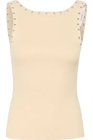 Gestuz Femme, Tops, Jaune, Taille: 38 FR Haut à œillets réversible en Jaune Beurre