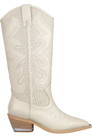 Alma en Pena Femme, Chaussures, Blanc, Taille: 40 EU Bottines plates en cuir brodées