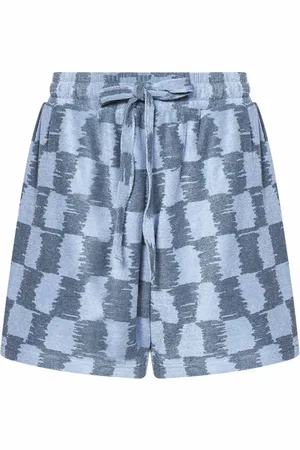 BONSAI Homme, Shorts, Bleu, Taille: L Shorts à carreaux bleus à taille élastique