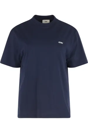 Autry Femme, Tops, Bleu, Taille: 38 FR T-shirt avec Logo de Couleur Contrastée