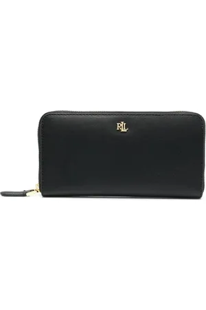 Ralph Lauren Femme, Accessoires, Noir, Taille: ONE Size Portefeuille Noir Zippé Grand Format Style Décontracté