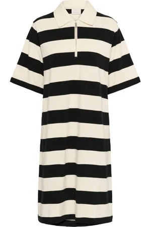Kaffe Femme, Robes, Noir, Taille: 40 FR Robe Polo Rayée Noir/Blanc