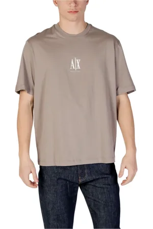 Armani Exchange Homme, Tops, Brun, Taille: M T-shirt à manches courtes imprimées, col rond