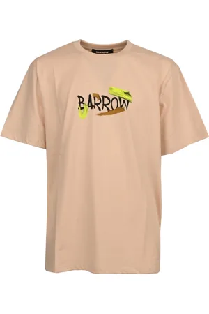 BARROW Homme, Tops, Rose, Taille: M T-shirt en coton avec imprimé de lettres sur le devant
