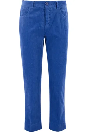 Aspesi Femme, Pantalons, Bleu, Taille: 36 FR Pantalon en Velours de Coton Teint en Pièce