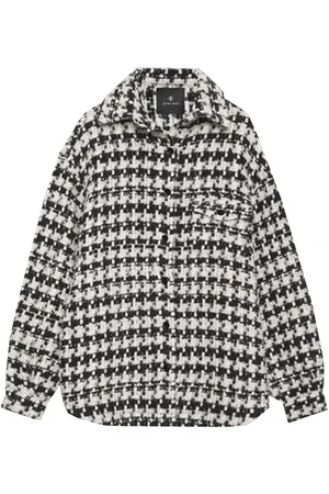 ANINE BING Femme, Vestes, Blanc, Taille: 40 FR Veste Tweed Chic avec Col et Poche Poitrine