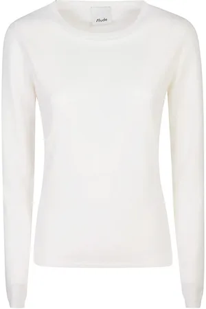 Allude Femme, Pulls, Blanc, Taille: 42 FR Pull en maille col rond