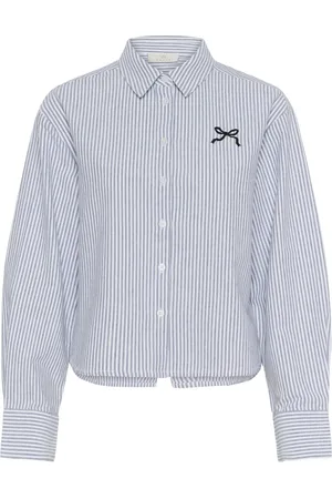Kaffe Femme, Blouses et Chemises, Bleu, Taille: 48 FR Chemisier Blouse à Rayures Bleu/Blanc