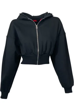 HUGO BOSS Femme, Sweatshirts et sweats à capuche, Noir, Taille: 42 FR Sweat à Capuche Court Noir