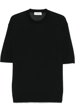 LANEUS Homme, Pulls, Noir, Taille: S T-shirt noir à col rond