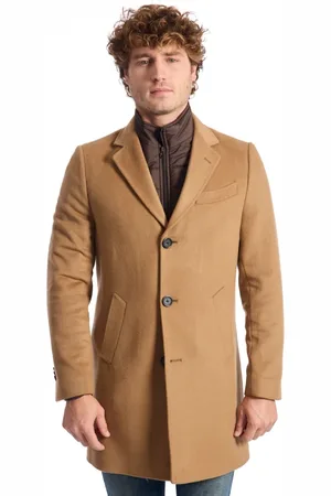 BALDININI Homme, Manteaux, Brun, Taille: L Manteau Classique en Laine Mélangée avec Multiples Poches