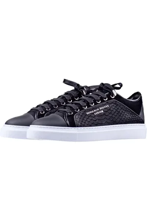 Benjamin Berner Homme, Chaussures, Noir, Taille: 43 EU Baskets Noires Python avec Semelle Blanche
