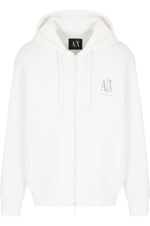 Armani Exchange Homme, Sweatshirts et sweats à capuche, Blanc, Taille: XL Sweat à Capuche Zip Casual Pratique Tissu Doux