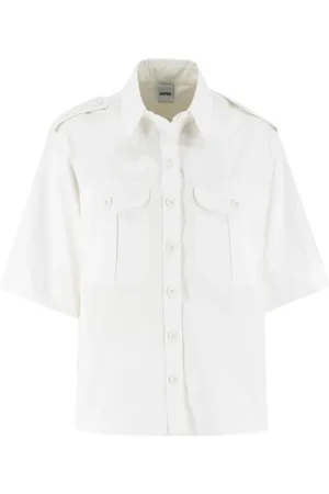 Aspesi Femme, Blouses et Chemises, Blanc, Taille: 40 FR Blouse en coton d`inspiration militaire